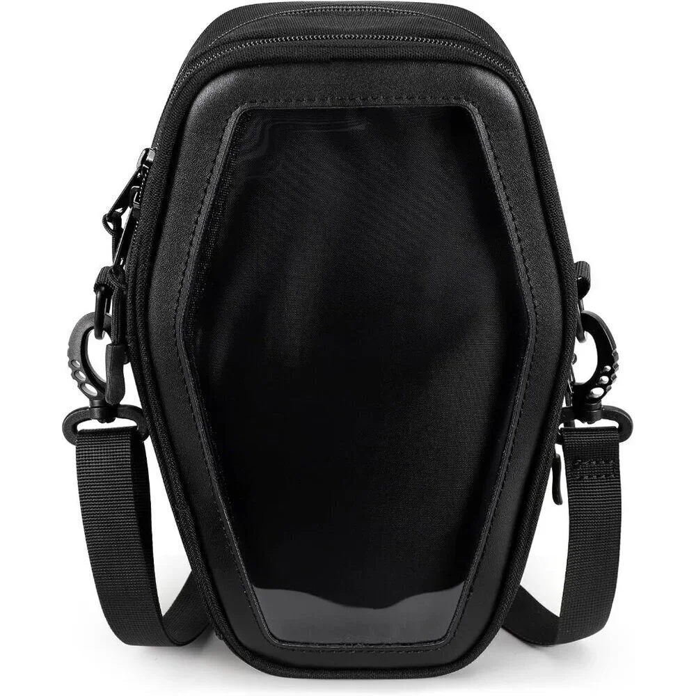 Gothic Coffin Crossbody Bag PVC Oxford Size 7x3.5x11 Halloween Purse
